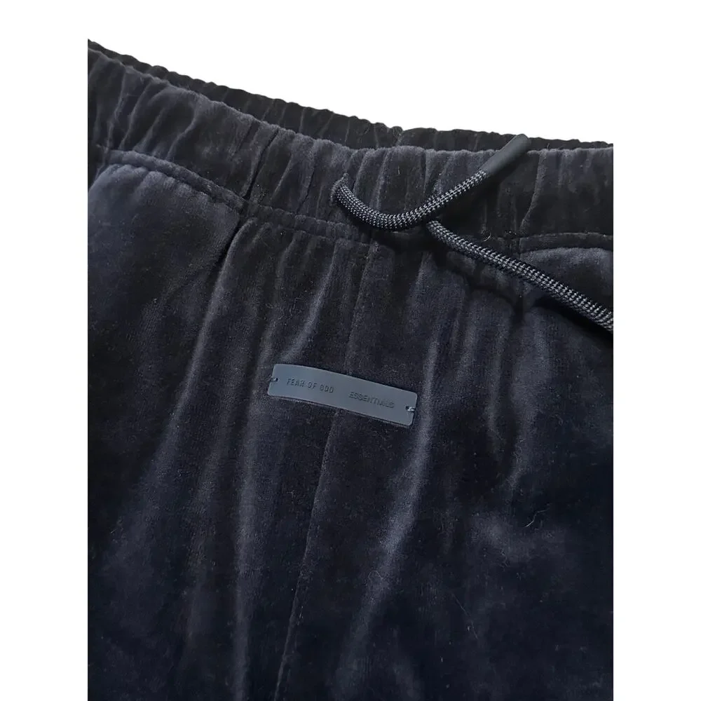 Fear of God ESSENTIALS‎ Vintage Black Velour Flare Sweatpants BLACK Sz 12